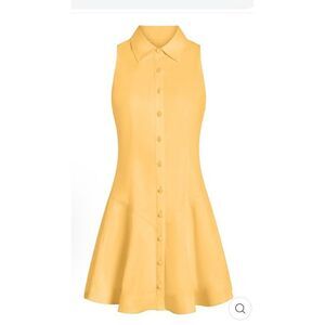 NWT Cinq a Sept 5a7 Womens Poppy Mini Button Up Shirt Dress Ginger Yellow Size 4